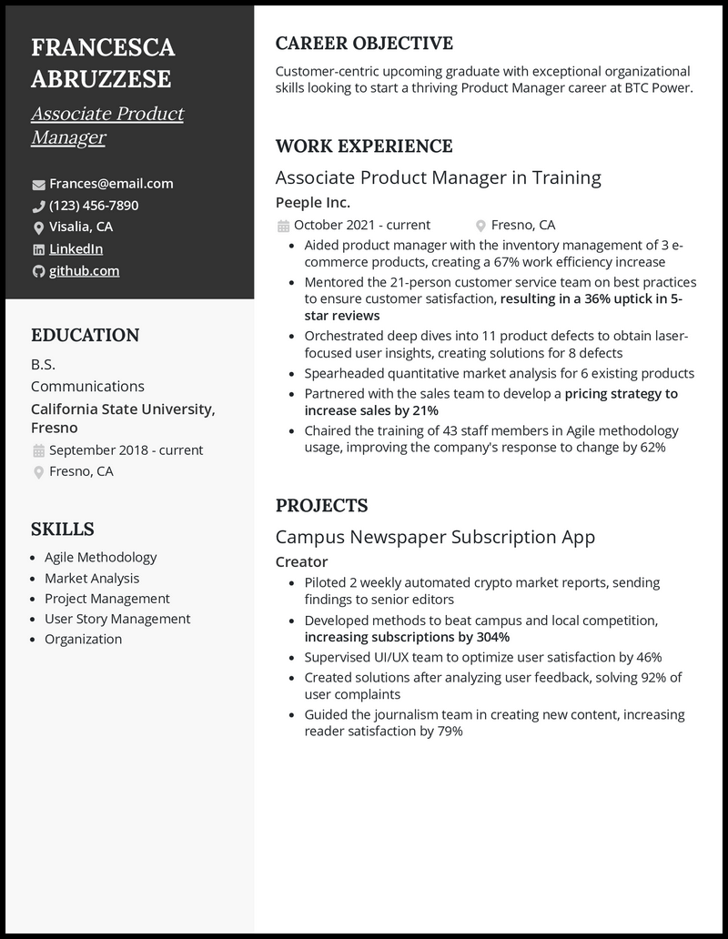 3 Associate Product Manager Resume Examples For 2023