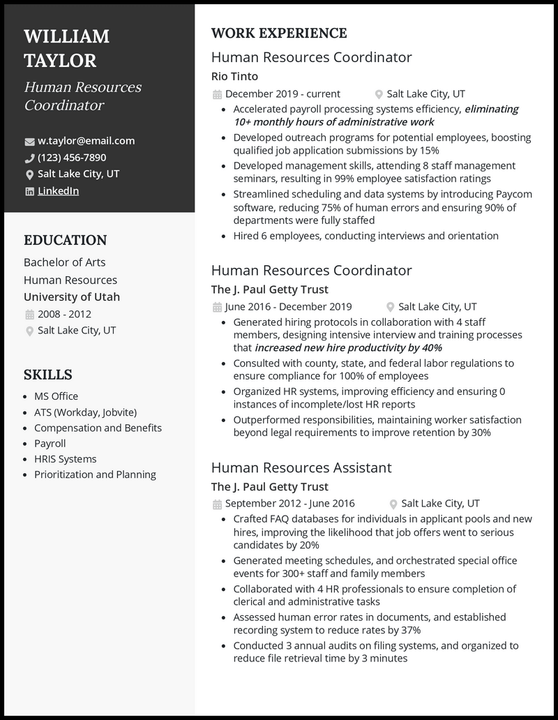 3 HR Coordinator Resume Examples For 2023