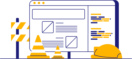 Construction cones and equipment around a screen symbolize a product manager cover letter outline under construction 