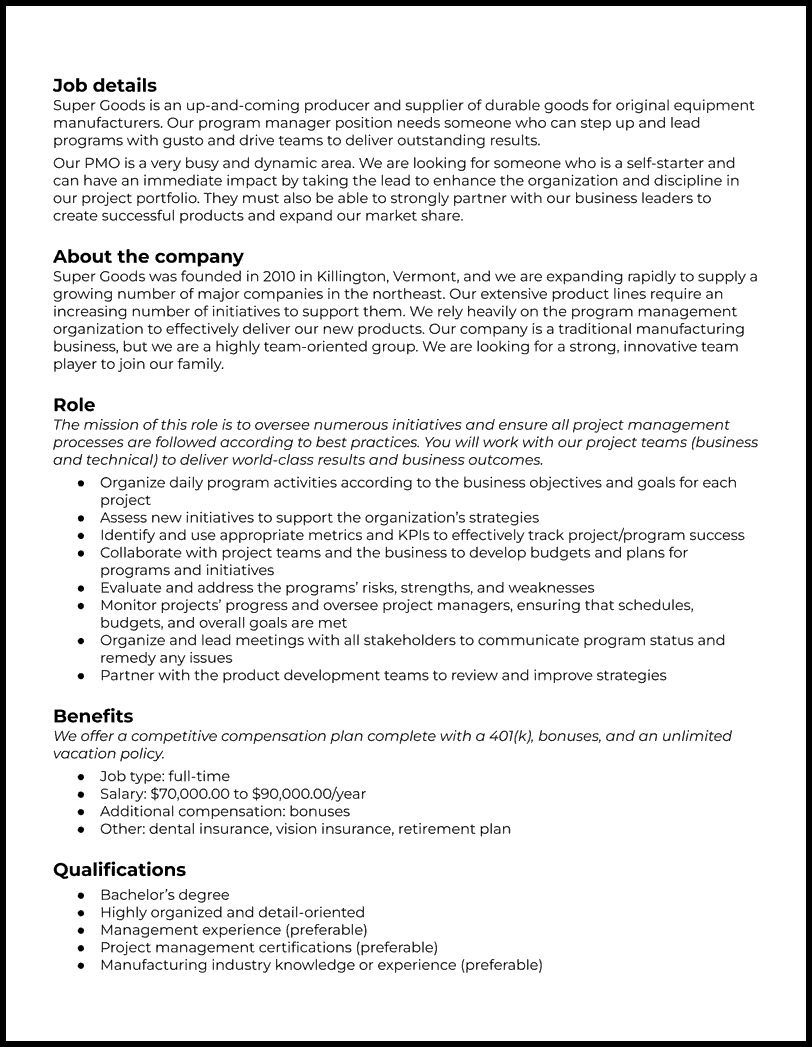 Program Manager Job Description Naukri