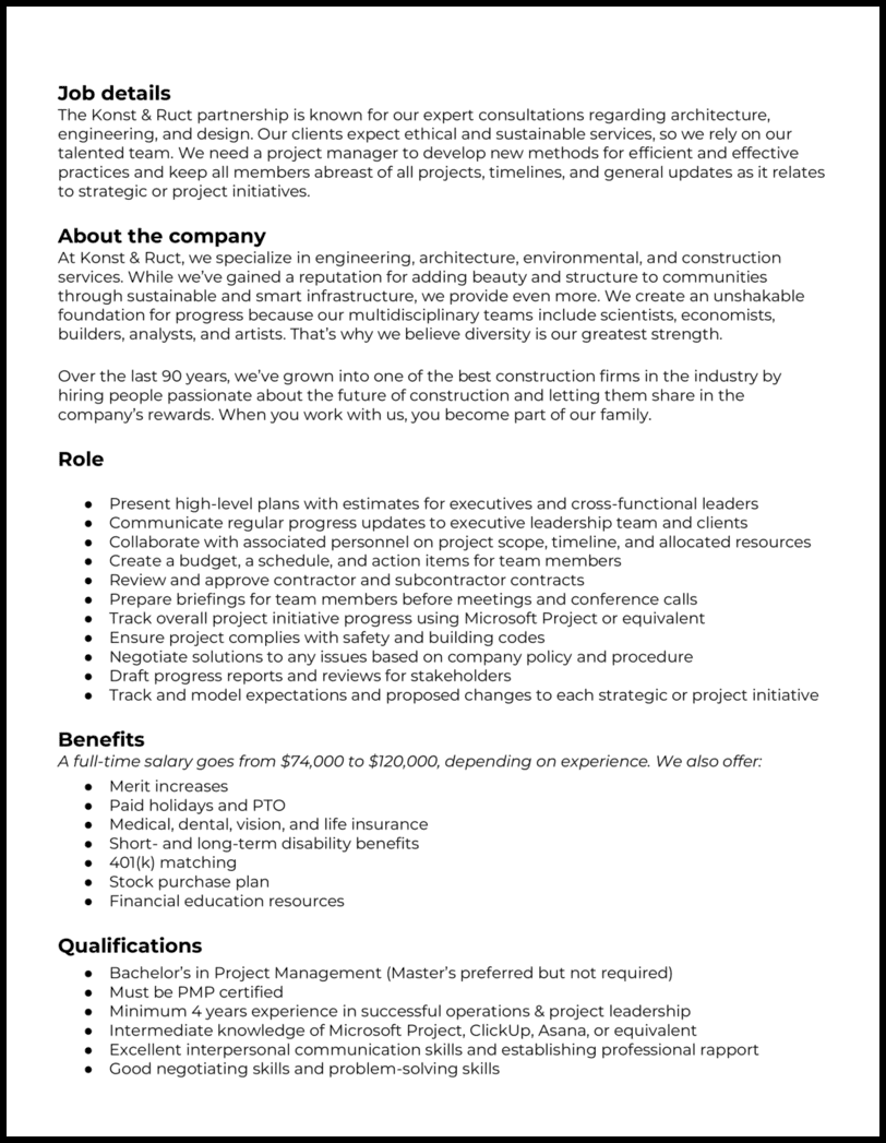 Senior Project Officer Job Description