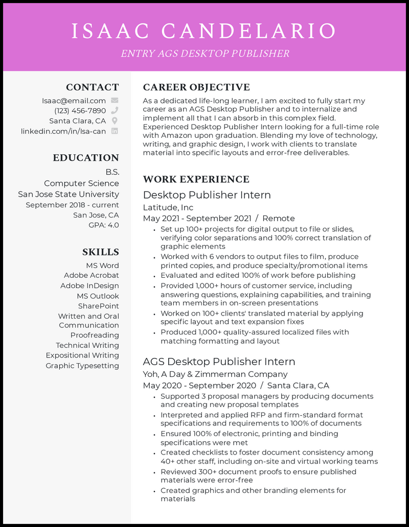 Resume example 1 for 27 Tips Guide 