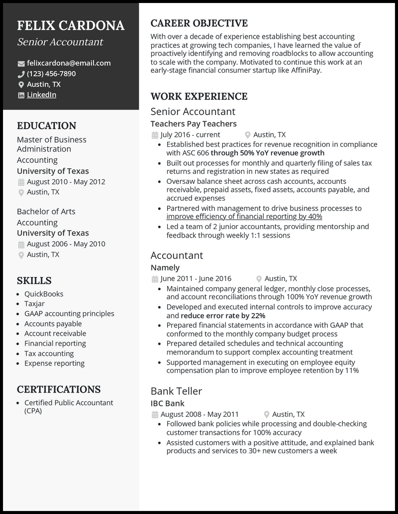 3 Senior Accountant Resume Examples For 2023