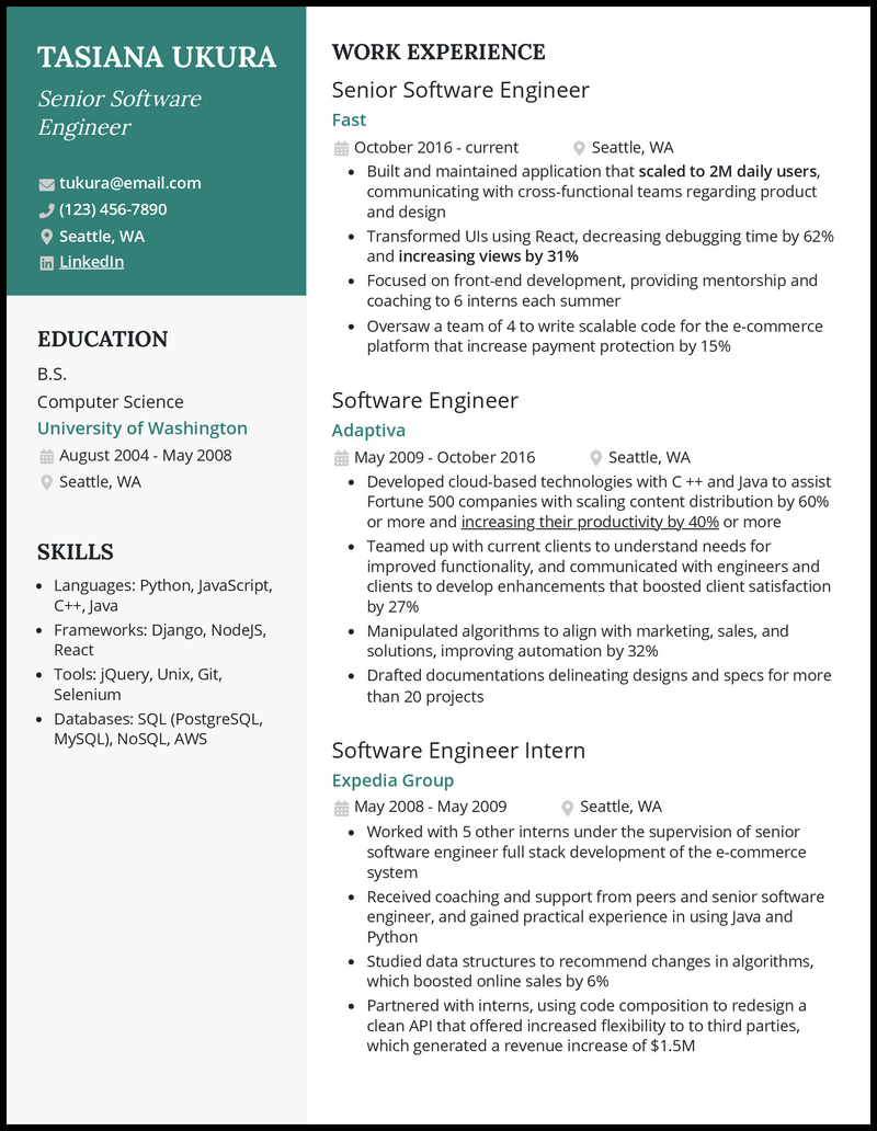 3 Senior Software Engineer Resume Examples For 2023
