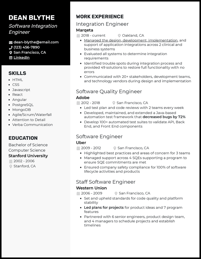 3 Software Integration Engineer Resume Examples in 2023