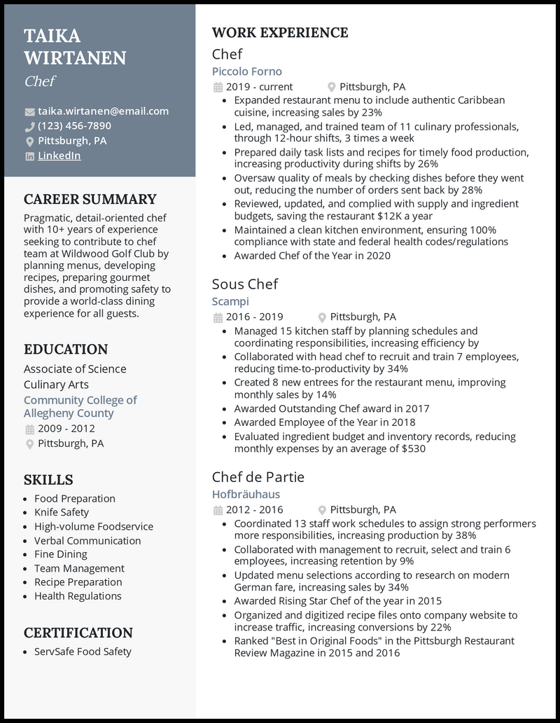 5 Chef Resume Examples to Get You Hired in 2023