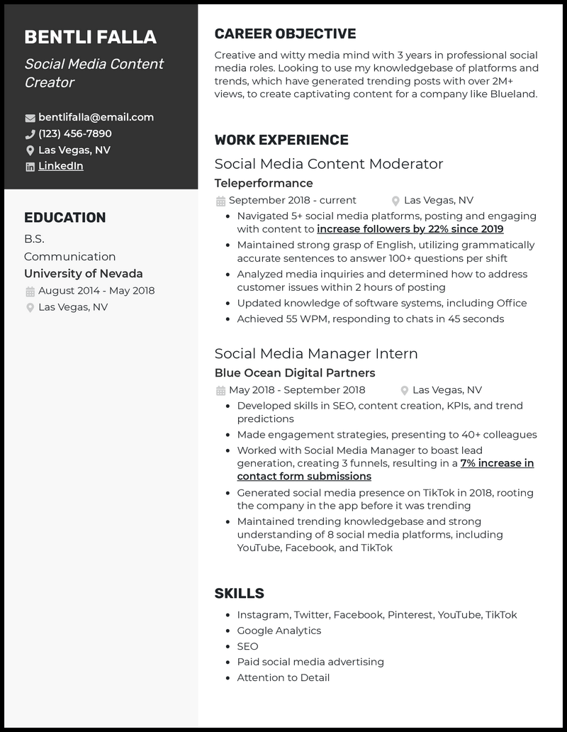 3 Content Creator Resume Examples For 2023