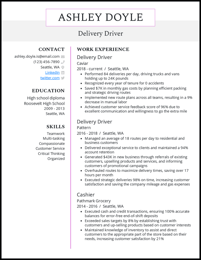 5 Delivery Driver Resume Examples That Work in 2023