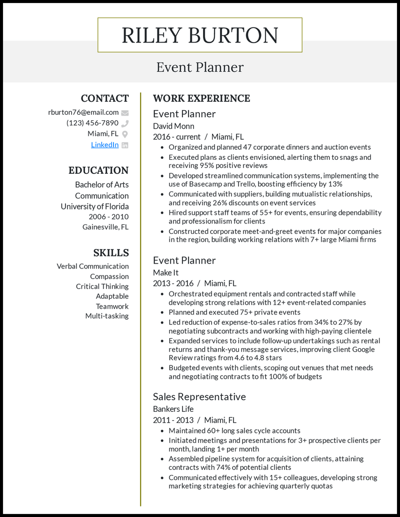 7 Event Planner Resume Examples for 2023