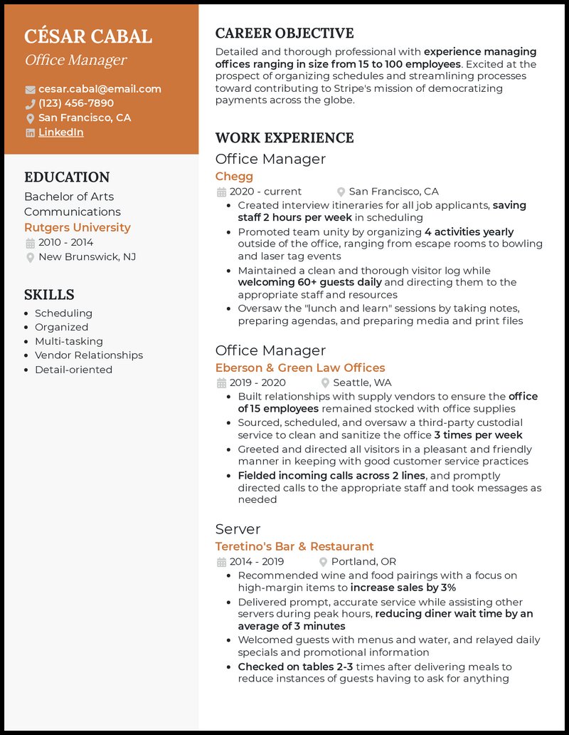 5 Office Manager Resume Examples for 2023