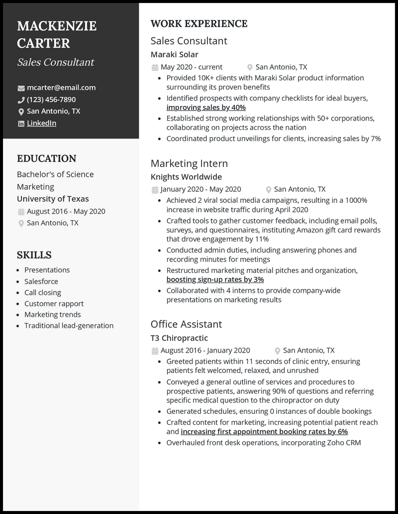 3 Sales Consultant Resume Examples For 2023