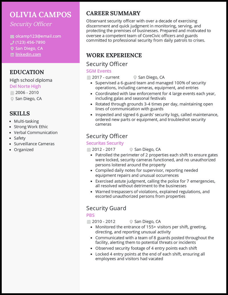 5 Security Officer Resume Examples for 2023