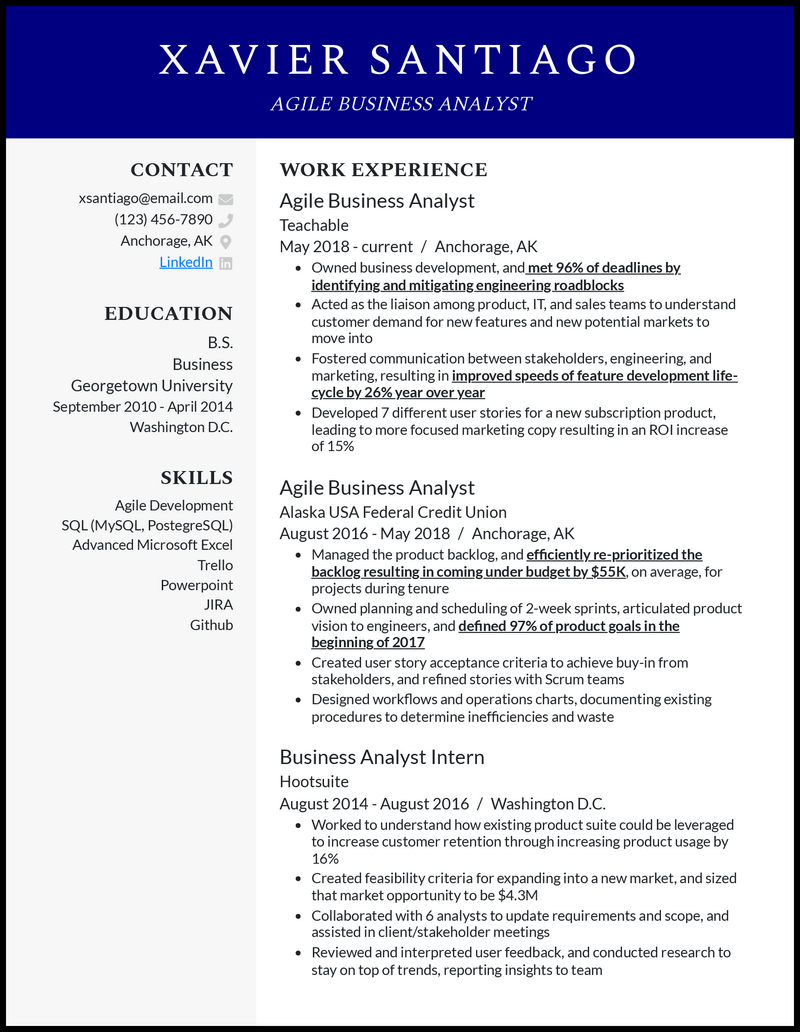 3 Agile Business Analyst Resume Examples For 2023