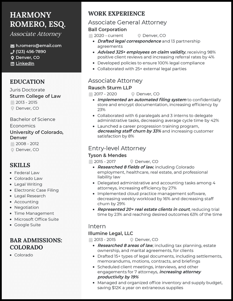 3 Associate Attorney Resume Examples for 2023