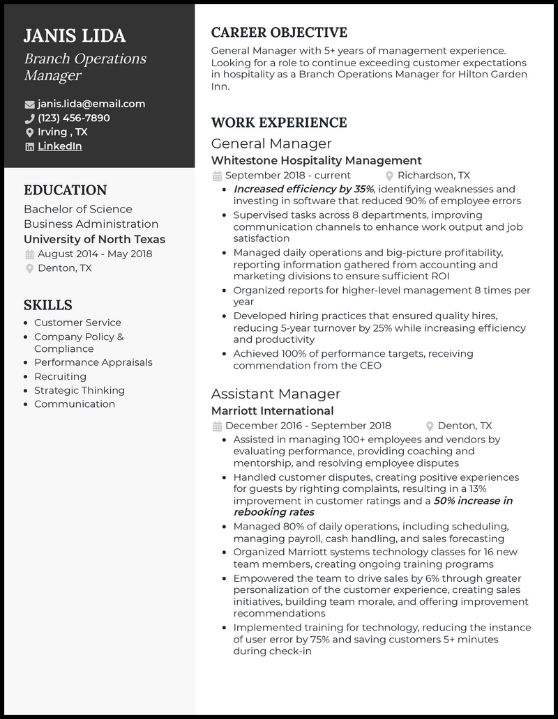 3 Branch Operations Manager Resume Examples For 2023