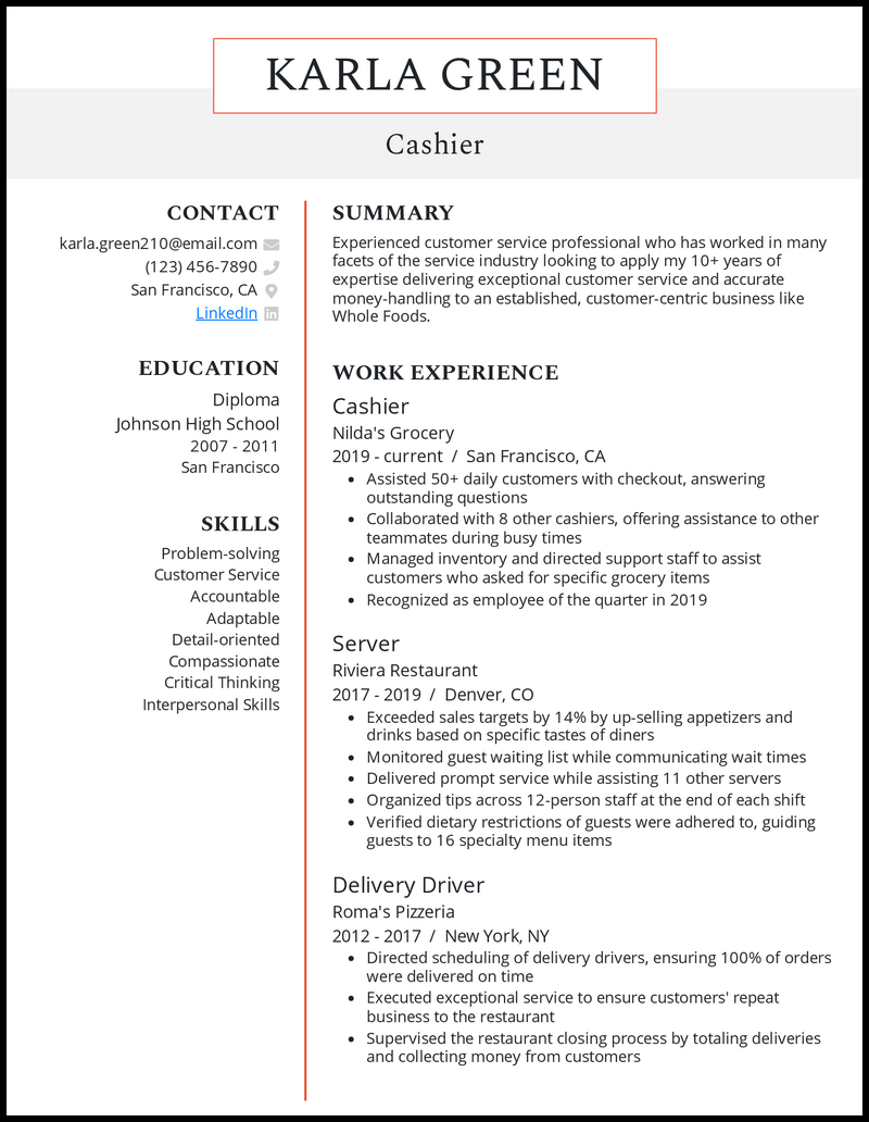 7 Cashier Resume Examples That Work in 2023