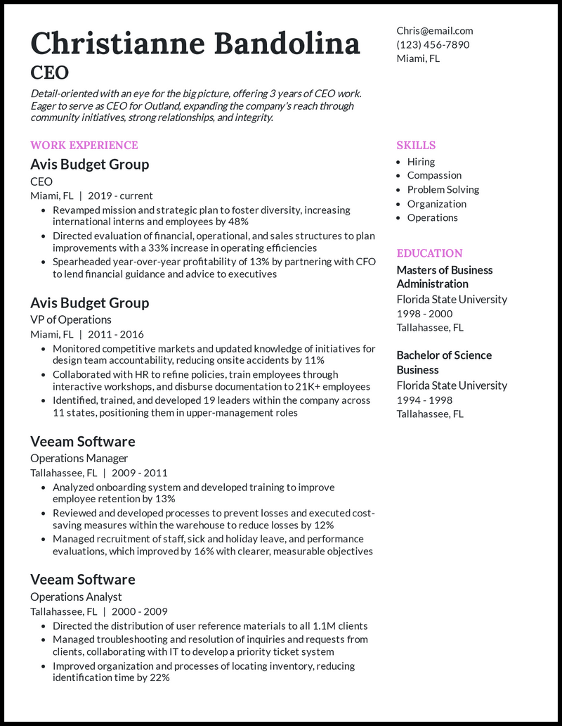 5 CEO Resume Examples & Guide Created for 2023