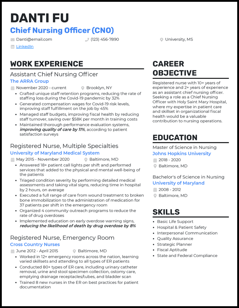 3 CNO Resume Examples For 2023