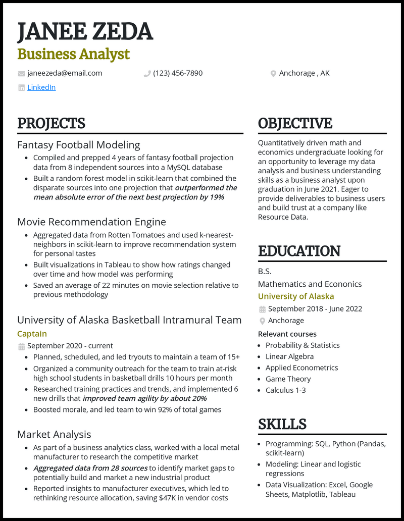 resume objective for college students with no work experience