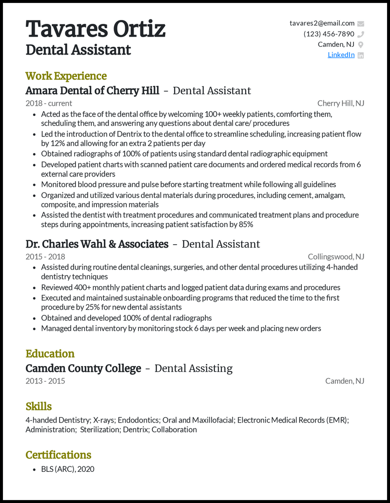 11 Dental Assistant Resume Examples That Work in 2023