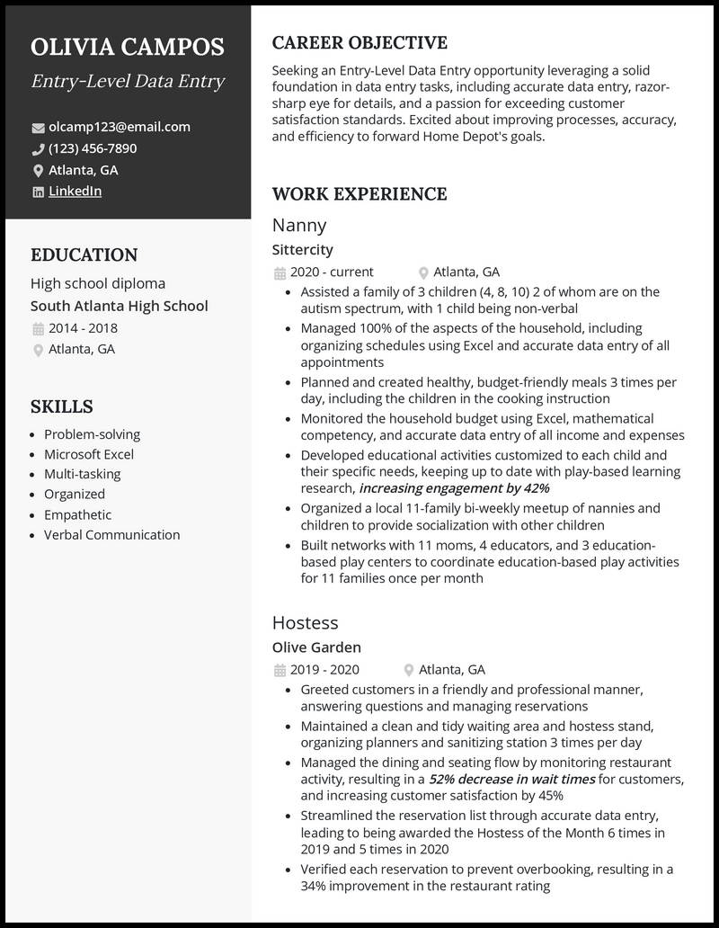 3 Entry Level Data Entry Resume Examples For 2023