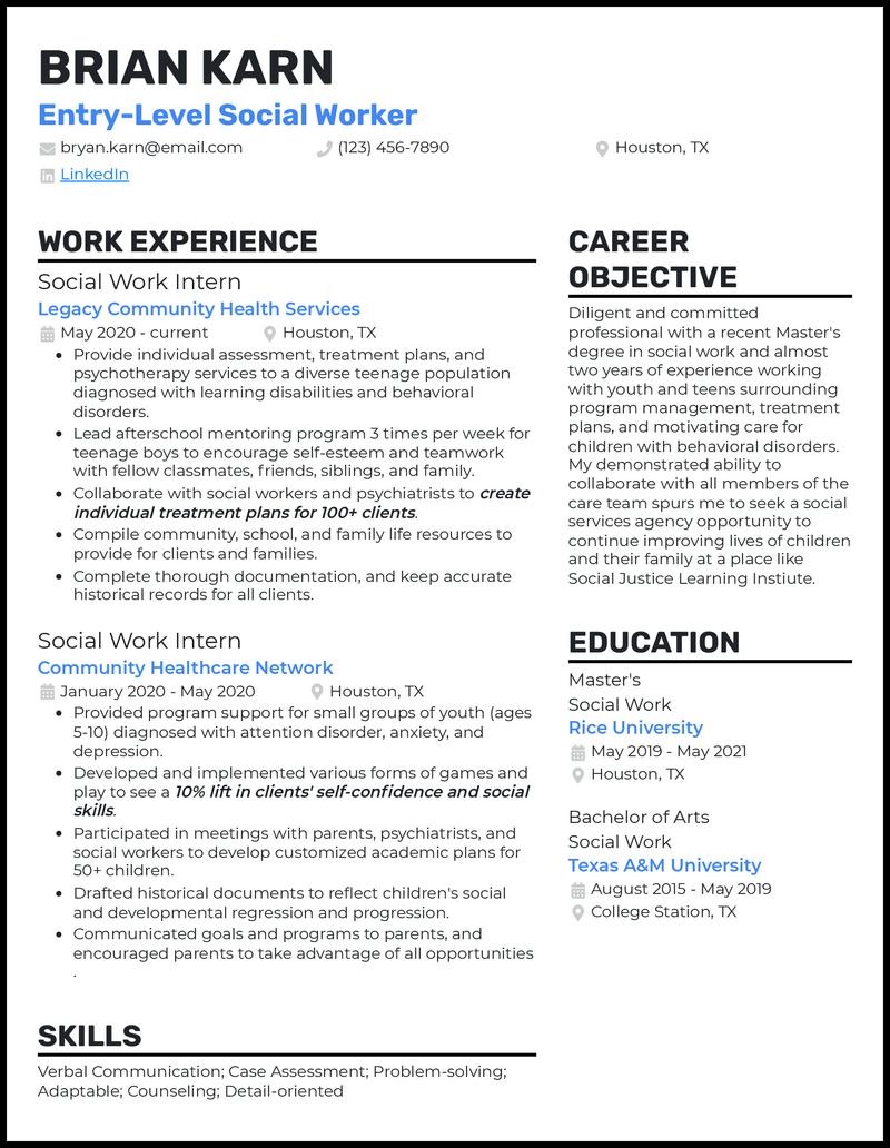 3 Entry-Level Social Work Resume Examples For 2023