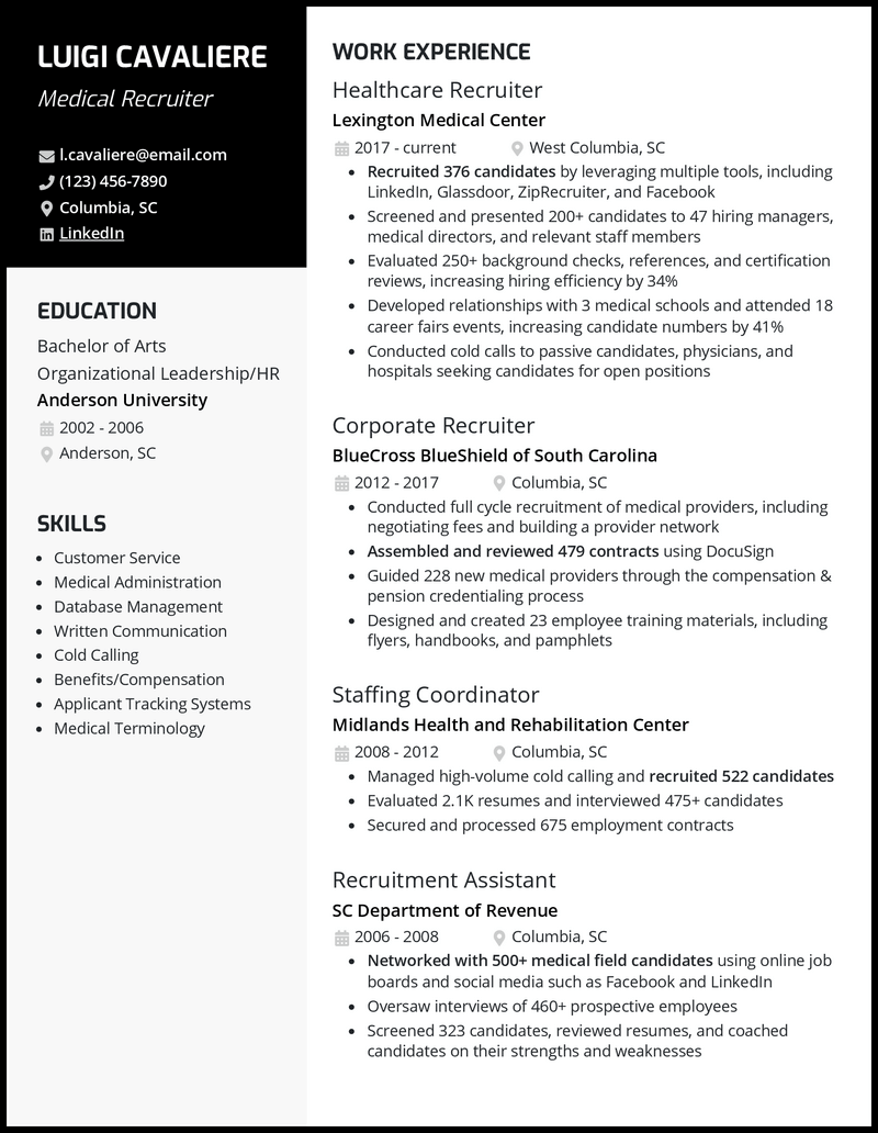 3 Medical Recruiter Resume Examples For 2023