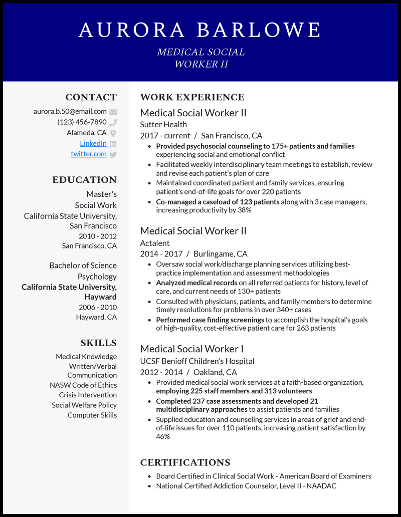 3 Medical Social Worker Resume Examples For 2023