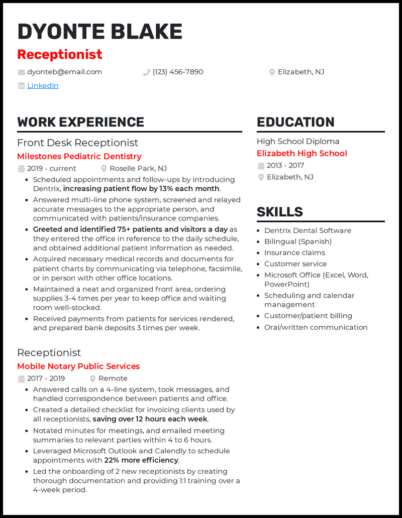 5 Receptionist Resume Examples for 2023