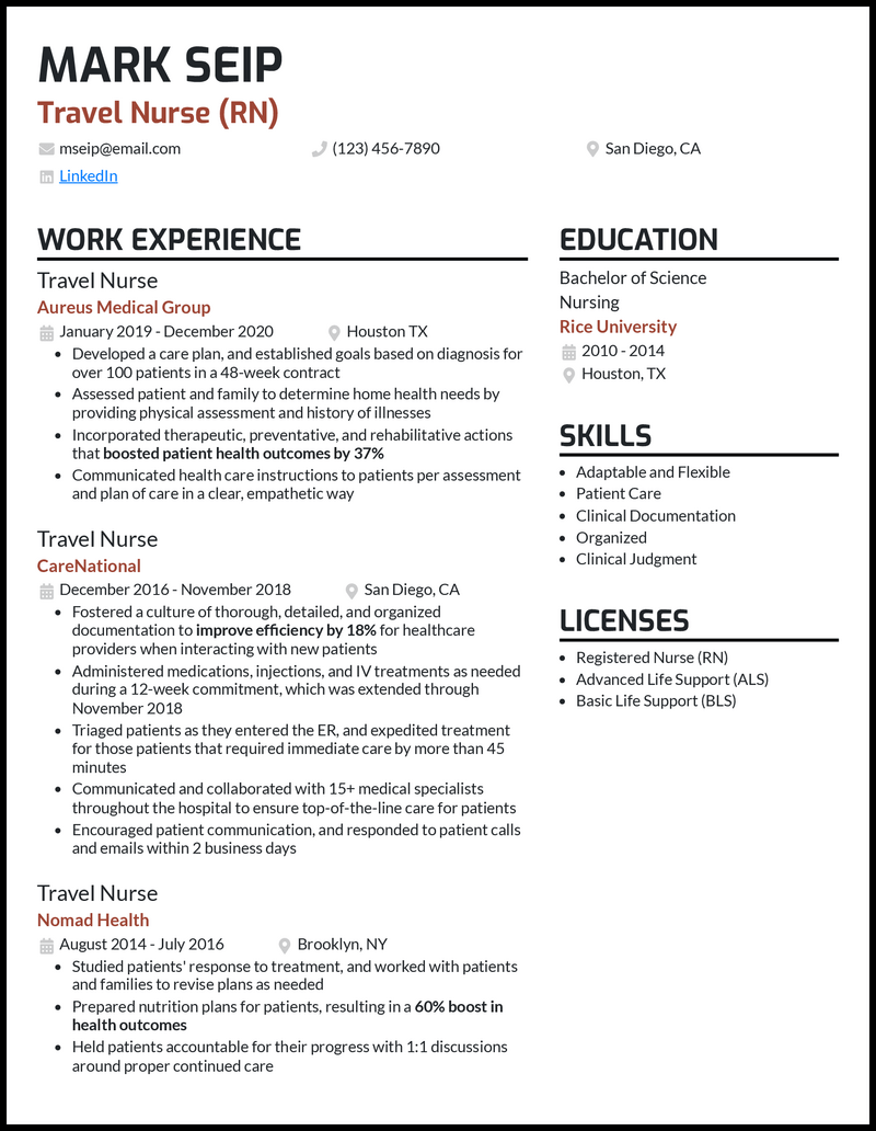 3 Travel Nurse Resume Examples For 2023