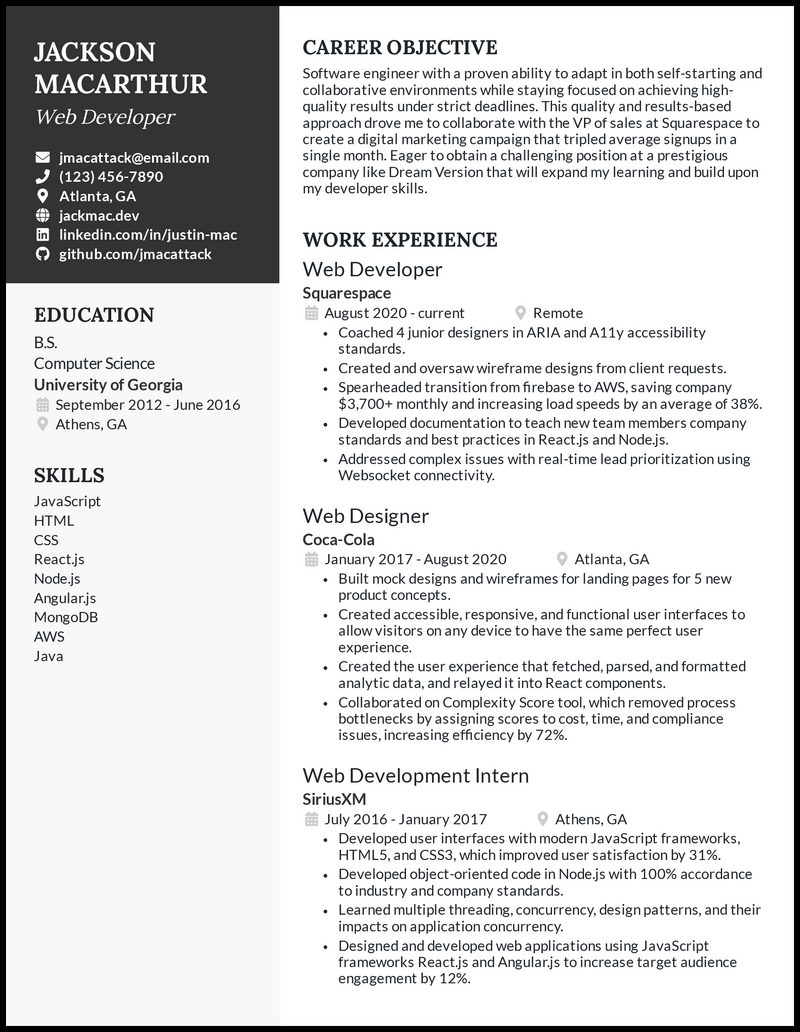 9 Web Developer Resume Examples Built for 2023