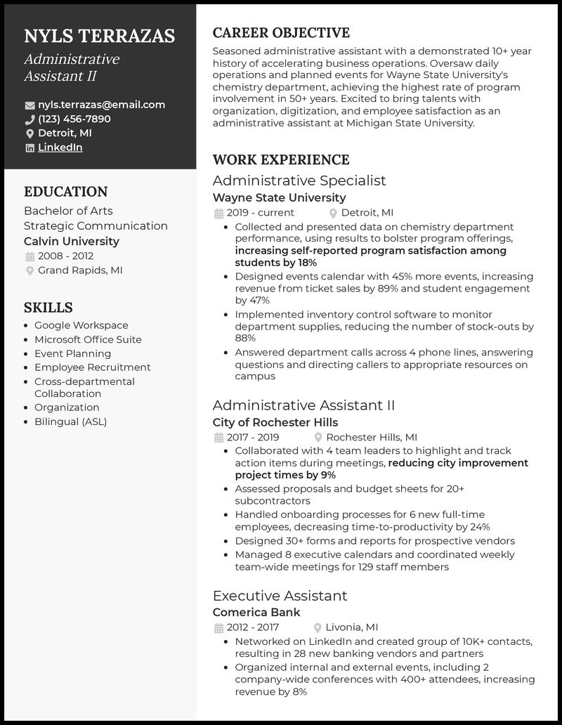 3 Administrative Assistant II Resume Examples for 2023