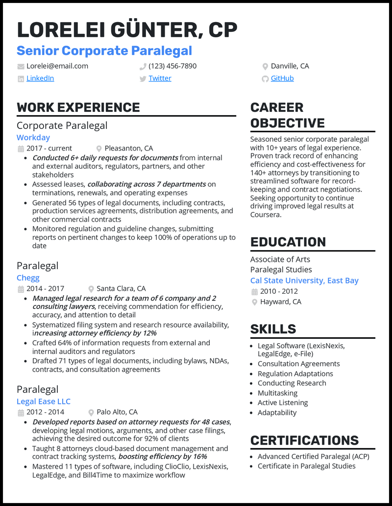 3 Corporate Paralegal Resume Examples Built for 2023
