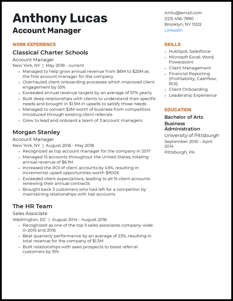 functional resume accounting