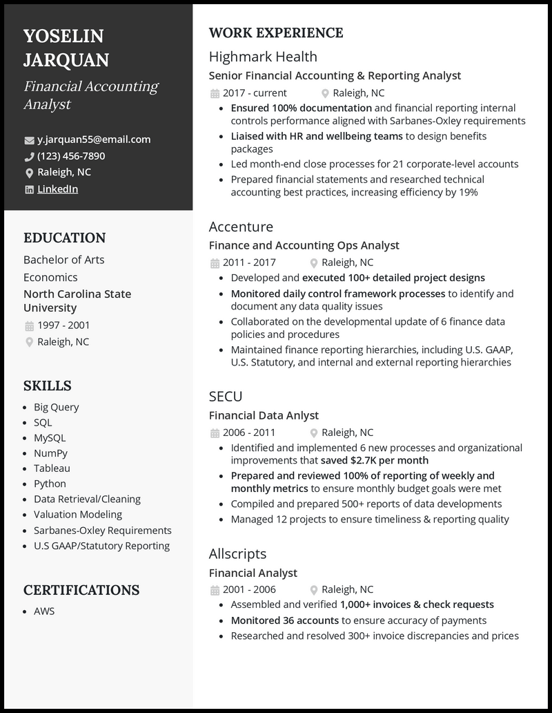 3 Financial Accountant Analyst Resume Examples for 2023