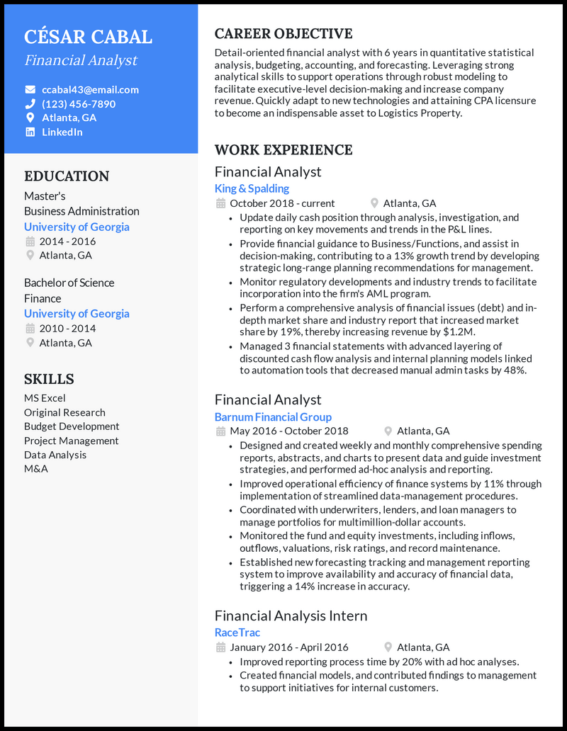 9 Financial Analyst Resume Examples for 2023