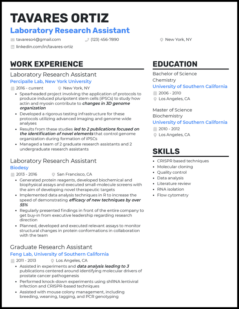 3 Laboratory Research Assistant Resume Examples in 2023