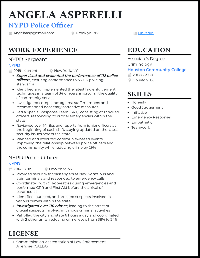 3 NYPD Police Officer Resume Examples That Work in 2023