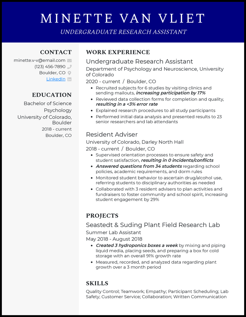 3 Undergraduate Research Resume Examples Built for 2023